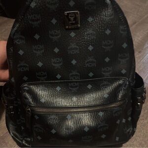 MCM Black and Gray Logo Backpack